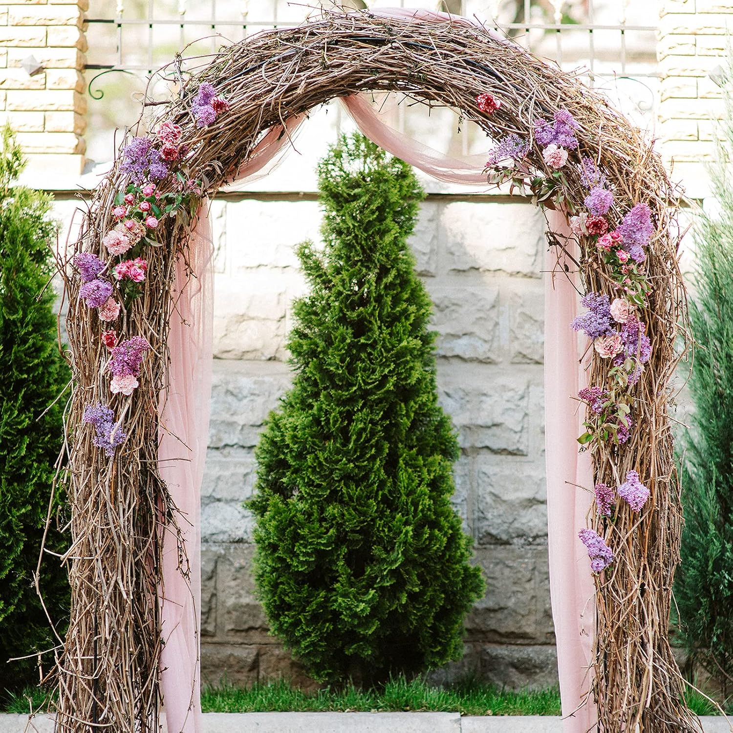 Firlar Metal Garden Arch, Wedding Arch Garden Arbor(55.1x94.5Inch) for Climbing Plant Outdoor Wedding Party Garden Patio Trellis Pergola Arbor for Garden Bridal Party Decor, Green