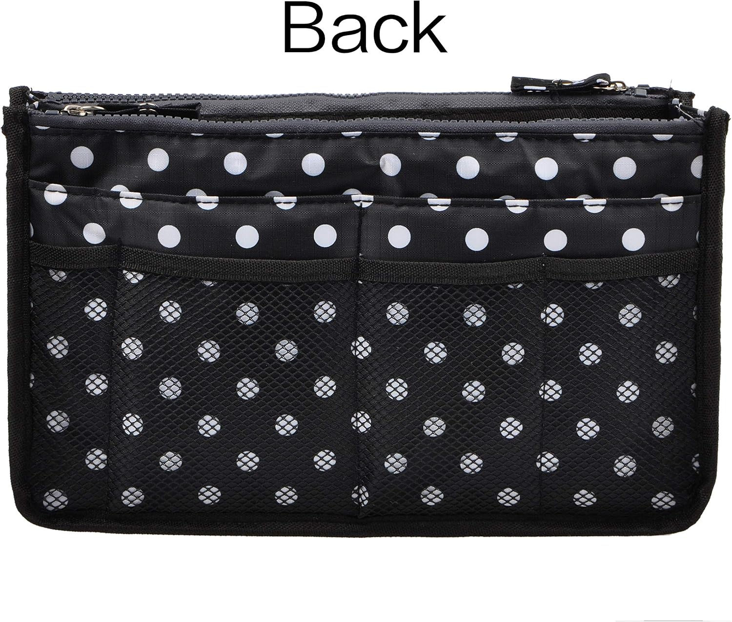 Vercord Updated Purse Handbag Organizer Insert Liner Bag in Bag 13 Pockets Black Dot Medium image 5