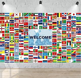 World Flags Banner Decorations - 230 Country Flags, Olympic Party Welcome Backdrop, Multicultural Door Decor