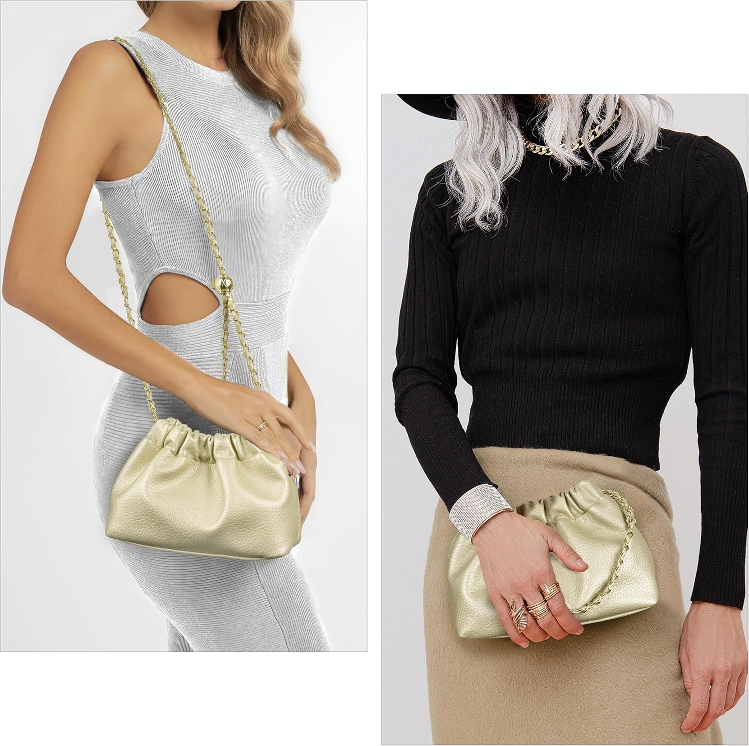 Joryin Trendy Dumpling Women's Crossbody Bag - Evening Clutch Vegan & Genuine Leather Hobo Cloud Purse - Image 3