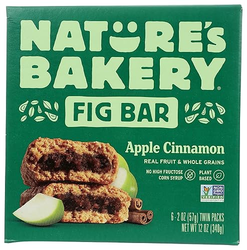 Nature's Bakery Barras de higos de trigo integral, manzana y canela, fruta real, veganas, sin OMG, barra de aperitivos, 12 onzas (paquete de 6)