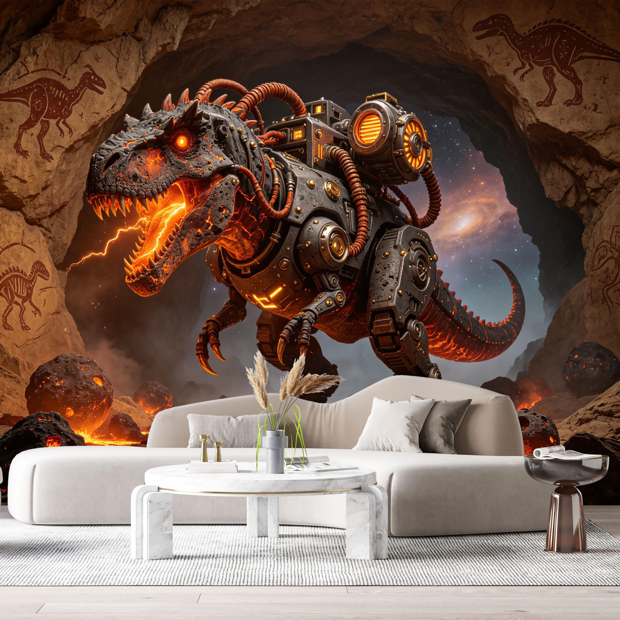 Custom Size Wall Mural Beast Mech Lava Industrial SciFi Robot SelfAdhesive Art Prints Removable Large Wallpaper Boy Bedroom Esports Room Game Room Tenant Room Studio