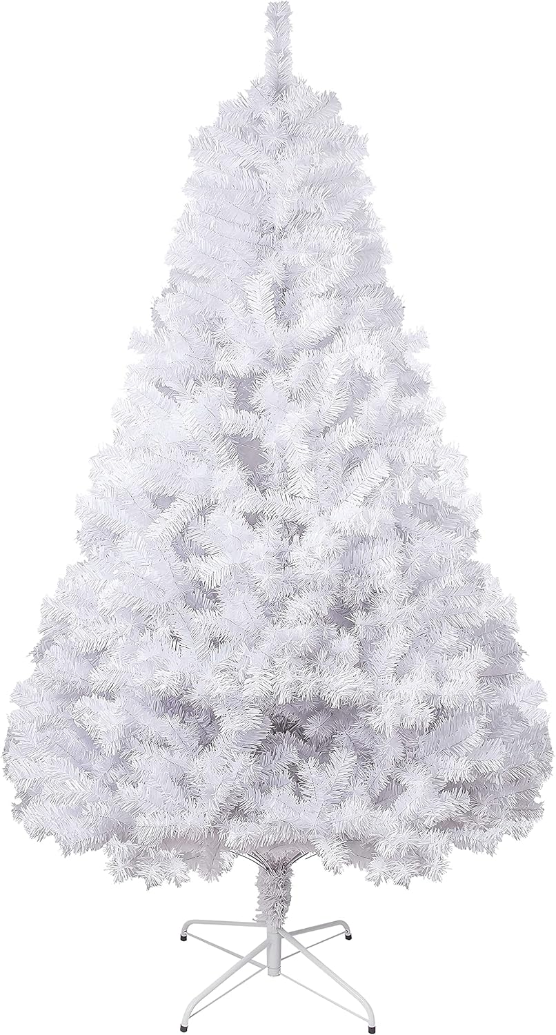 7.5FT 1,800 Tips Artificial Christmas Pine Tree Holiday Decoration with Metal Stand Easy Assembly for Outdoor and Indoor Decor Snow Flocked Green