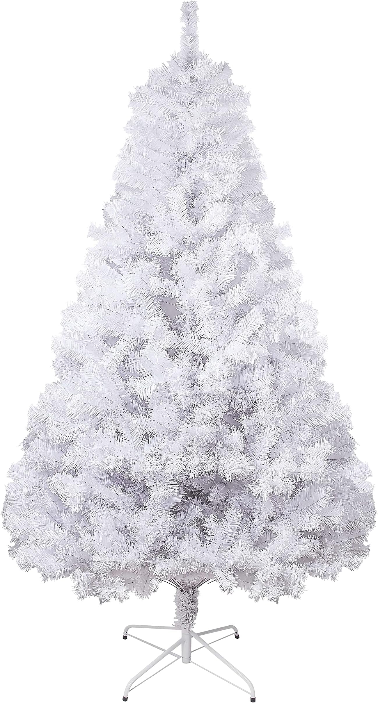 7.5FT 1,800 Tips Artificial Christmas Pine Tree Fake Xmas Spruce Trees Holiday Decoration with Metal Stand Easy Assembly for Outdoor and Indoor Decor White