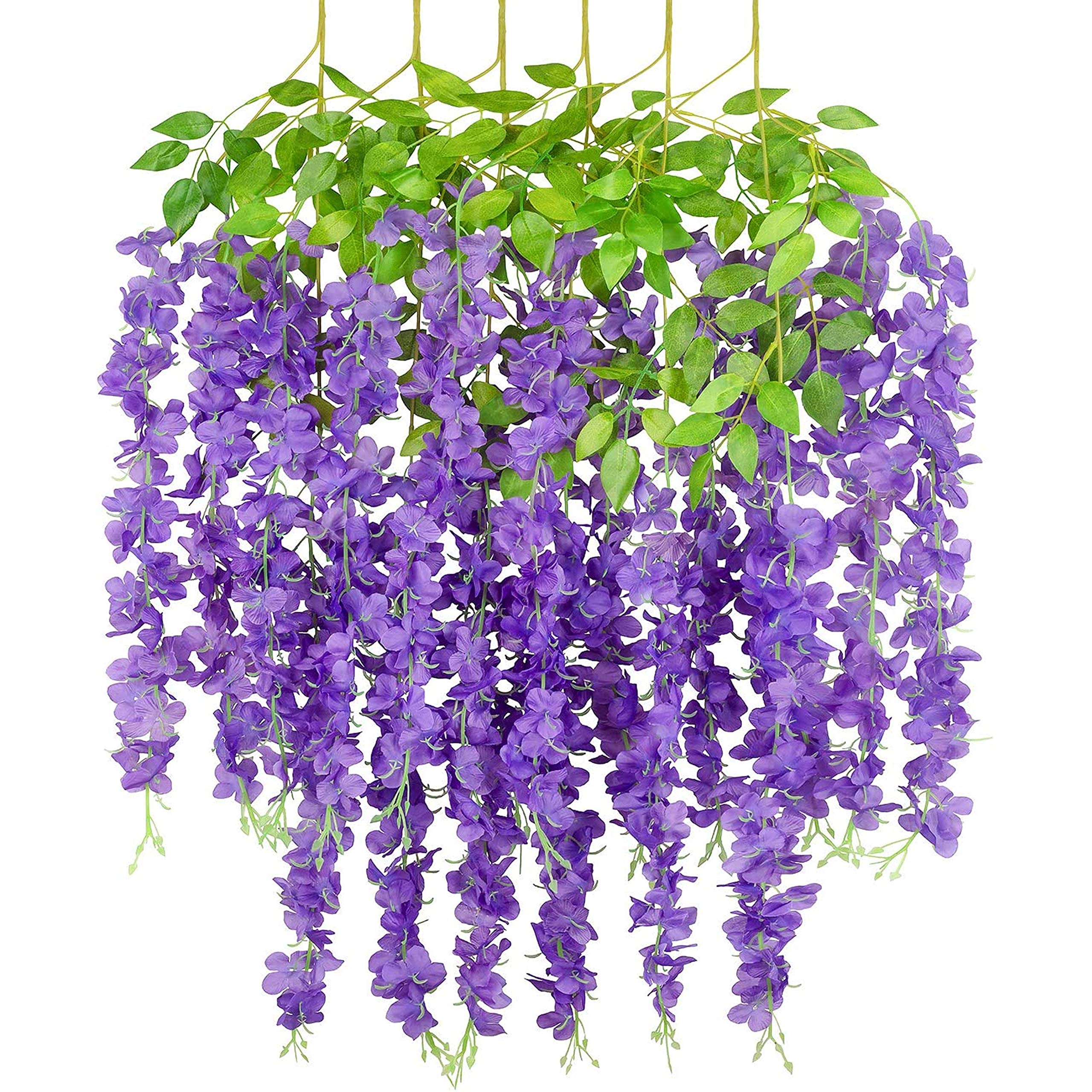 Tdas Artificial Flower Wisteria Hanging Vine for Home Decoration Plants Plastic Flowers Decor Items Decorative Bunch Creepers Garlands Leaves Wedding Room, 110 CM (Purple, 6) (B08W3J5YHL) Amazon Price History, Amazon Price Tracker