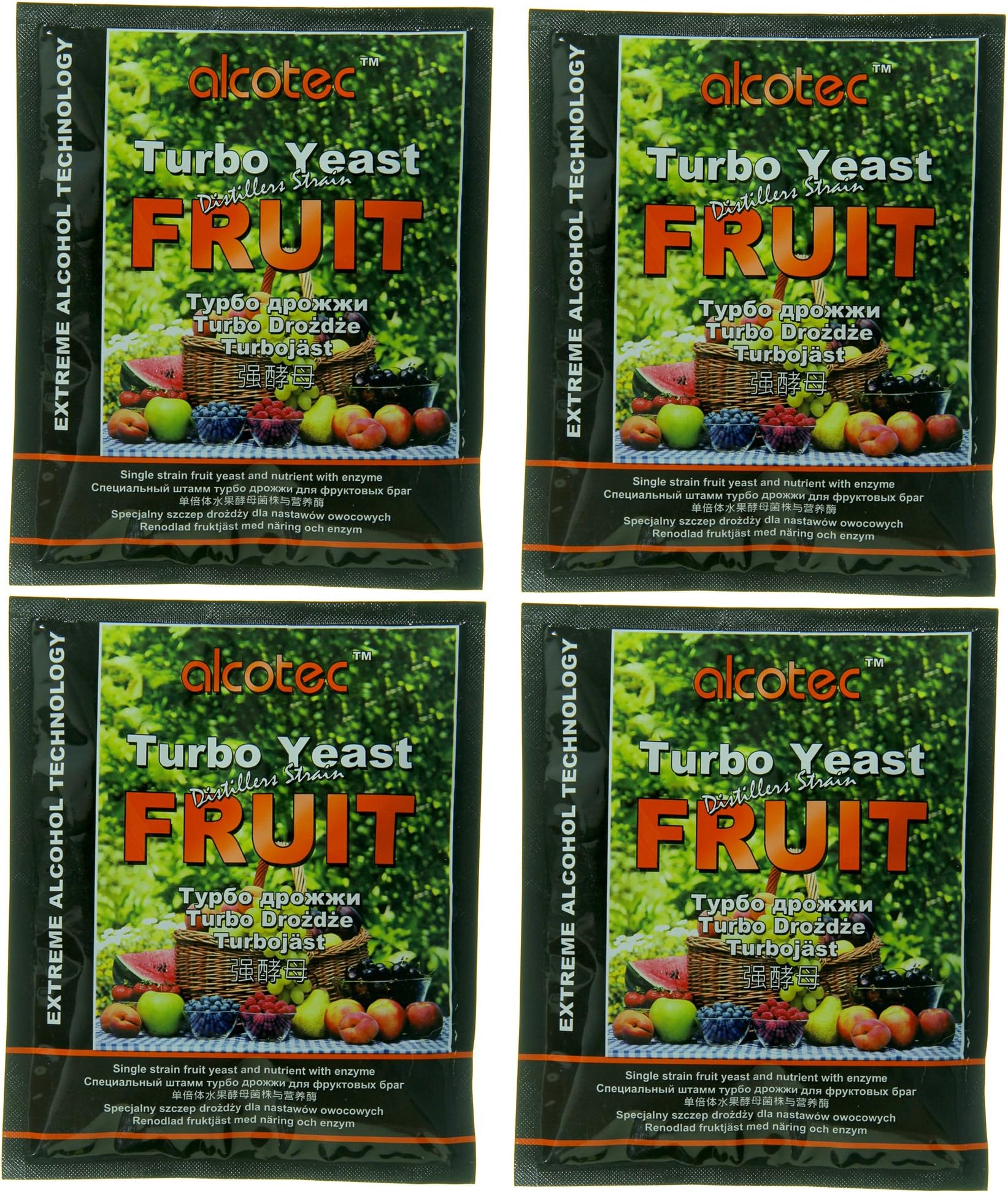 Fruit Turbo Yeast | Unlock Exquisite Taste with Alcotec Fruit Turbo Yeast | Brewers Yeast Powder| Wine Yeast for Wine Making | (Pack of 4)