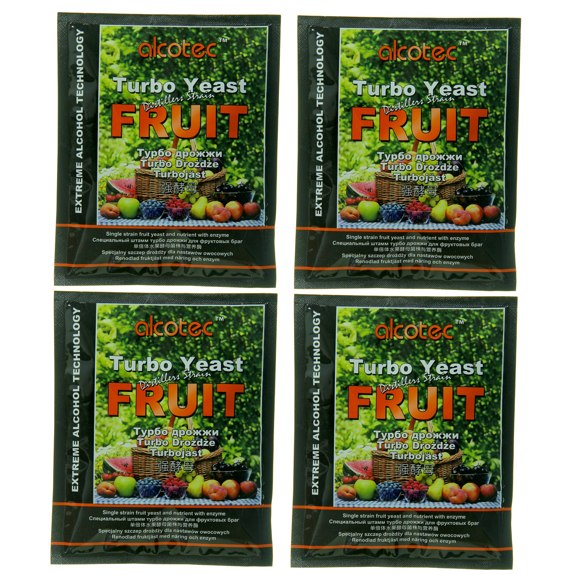 Fruit Turbo Yeast | Unlock Exquisite Taste with Alcotec Fruit Turbo Yeast | Brewers Yeast Powder| Wine Yeast for Wine Making | (Pack of 4)
