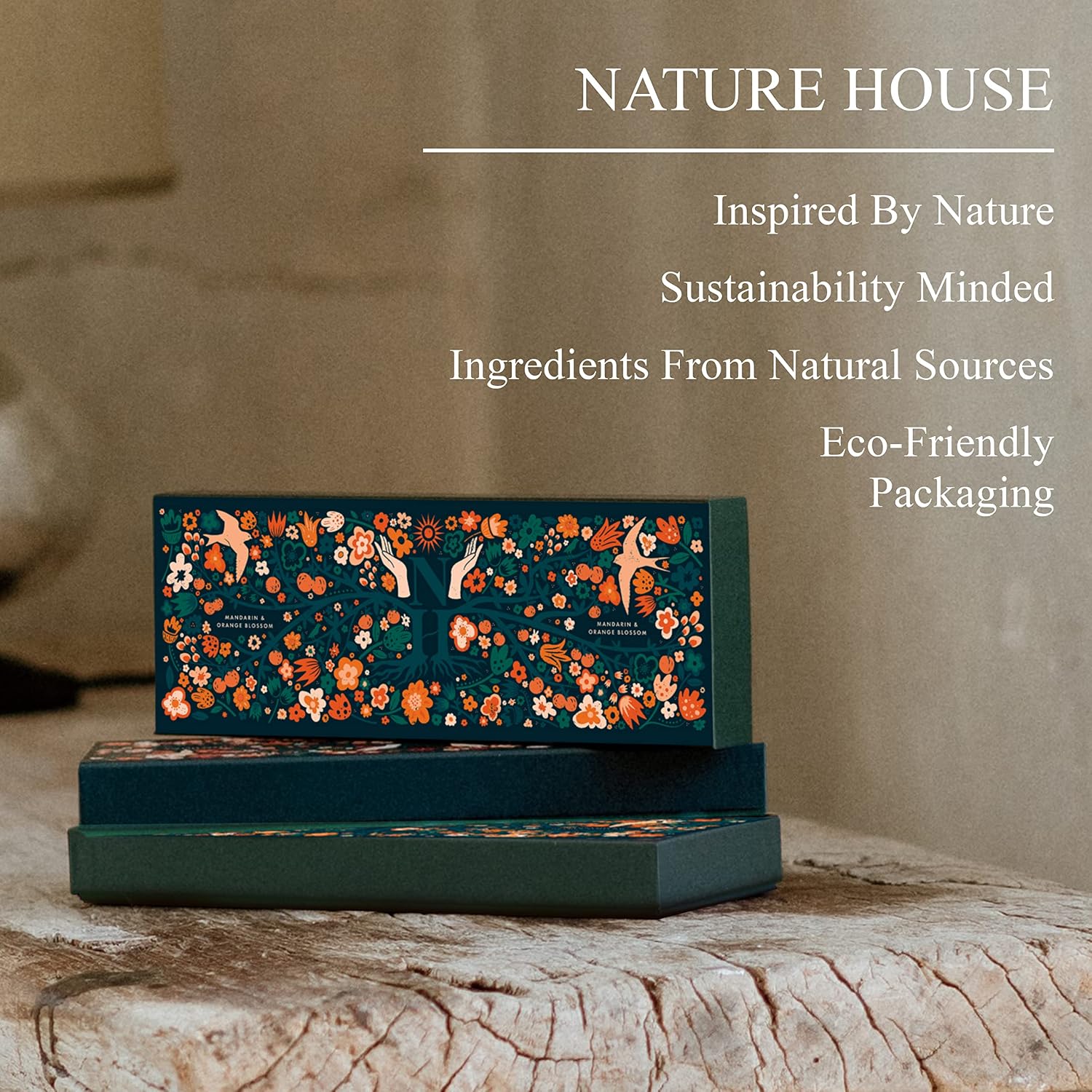 Bronnley England Mandarin & Orange Blossom Bar Soaps, Three Triple Milled, Vegan Soap Bars, Palm Oil-Free Gift Soaps Boxed in Plastic-Free Recyclable Packaging, Three, 3.5oz Bar Soaps (Pack of 2)