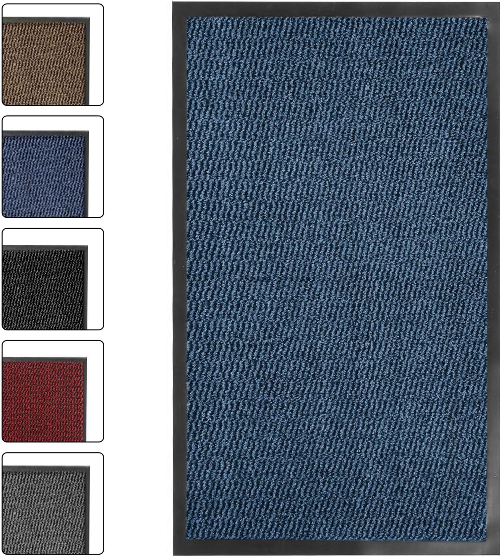 SG Traders Washable Door Mat - Non-Slip Rubber Backed Doormats Indoor & Outdoor - Highly Absorbent Door Mats, Floor Mat, Kitchen Mat, Perfect Dust Grabbing Doormats Dirt Trapper (80x120cm - Blue)