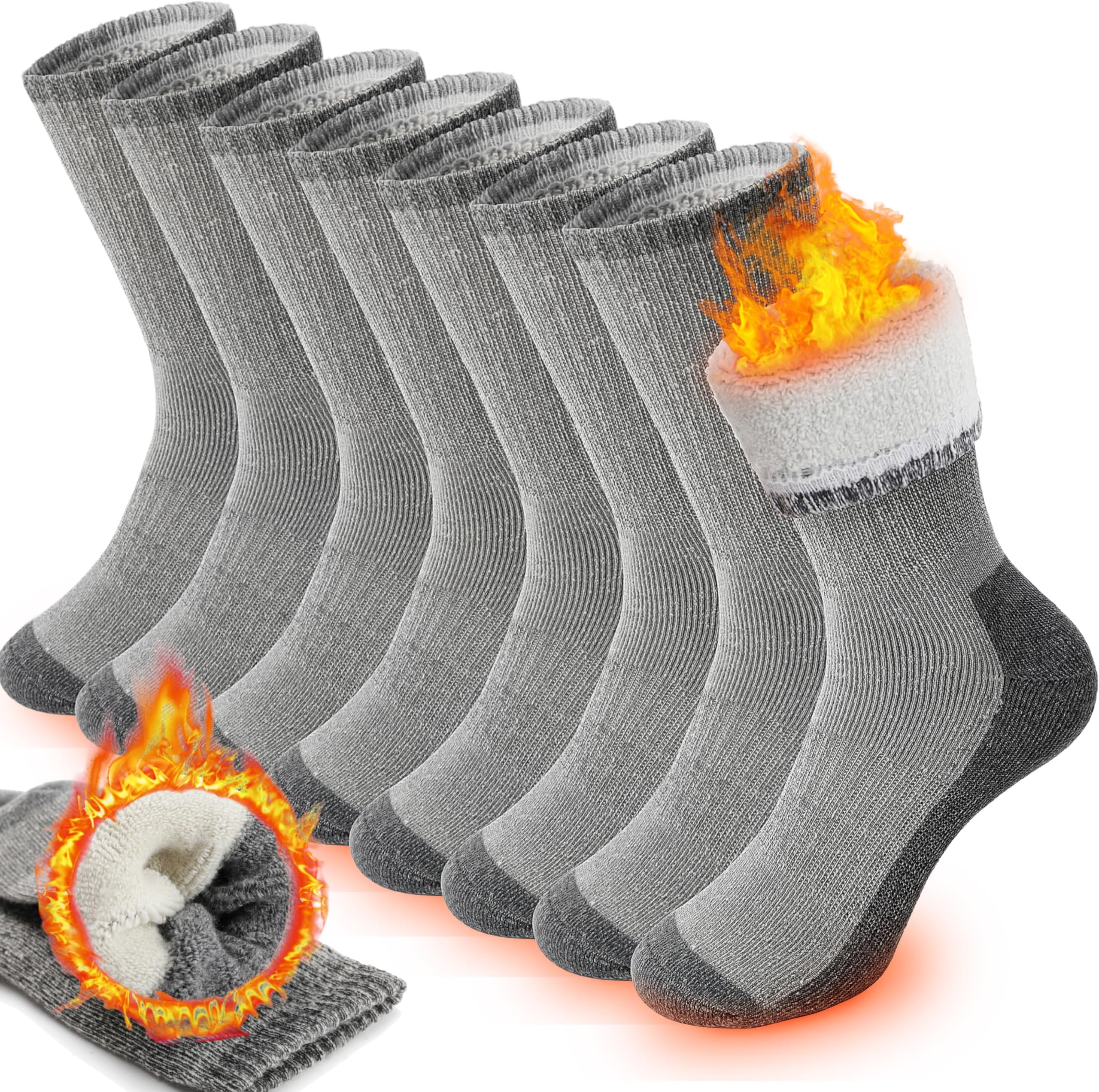 ProEtrade 4 Pairs Merino Wool Hiking Socks Thermal Warm Winter Cushion Moisture Wicking Boot Socks for Men