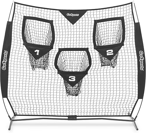 GoSports Red de lanzamiento de fútbol Redes de 8 x 8 pies o 6 x 6 pies Elige negro o rojo