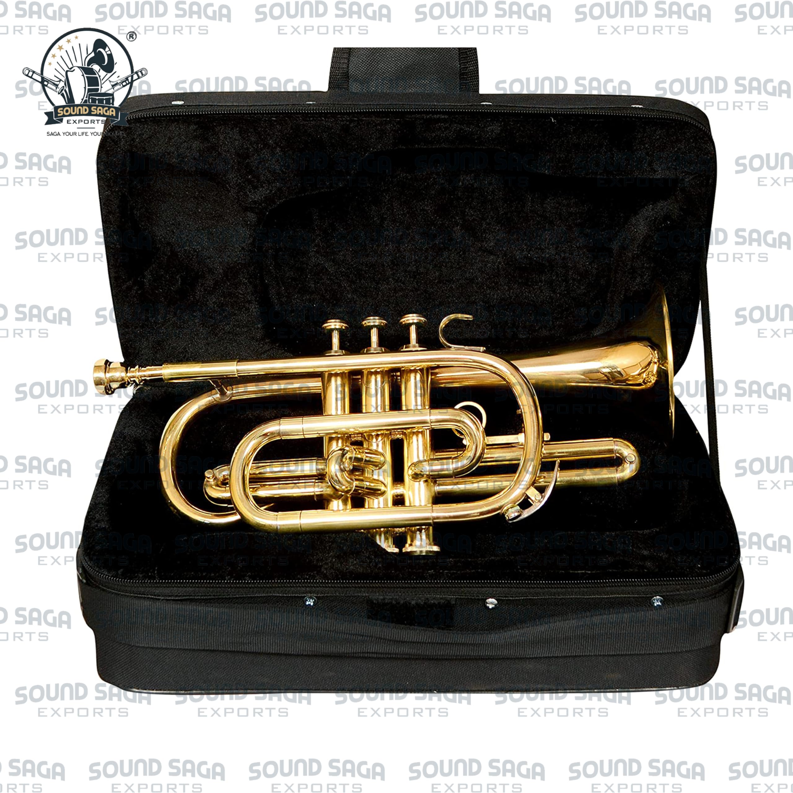 Kornett 3 Ventil, BB Pitch, Premium Qualität inklusive Mundstück und Tragetasche (BRASS)