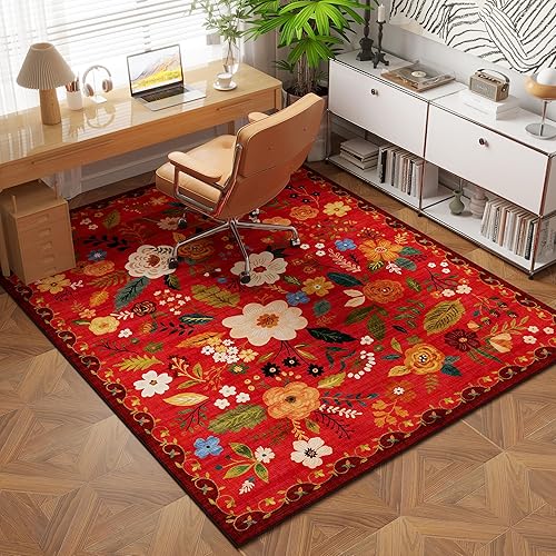 Miniatura 81 de Rugcomf Alfombra de pasillo para cocina, antideslizante, 2 x 6 pies, alfombras lavables con parte trasera de goma, alfombra floral suave para