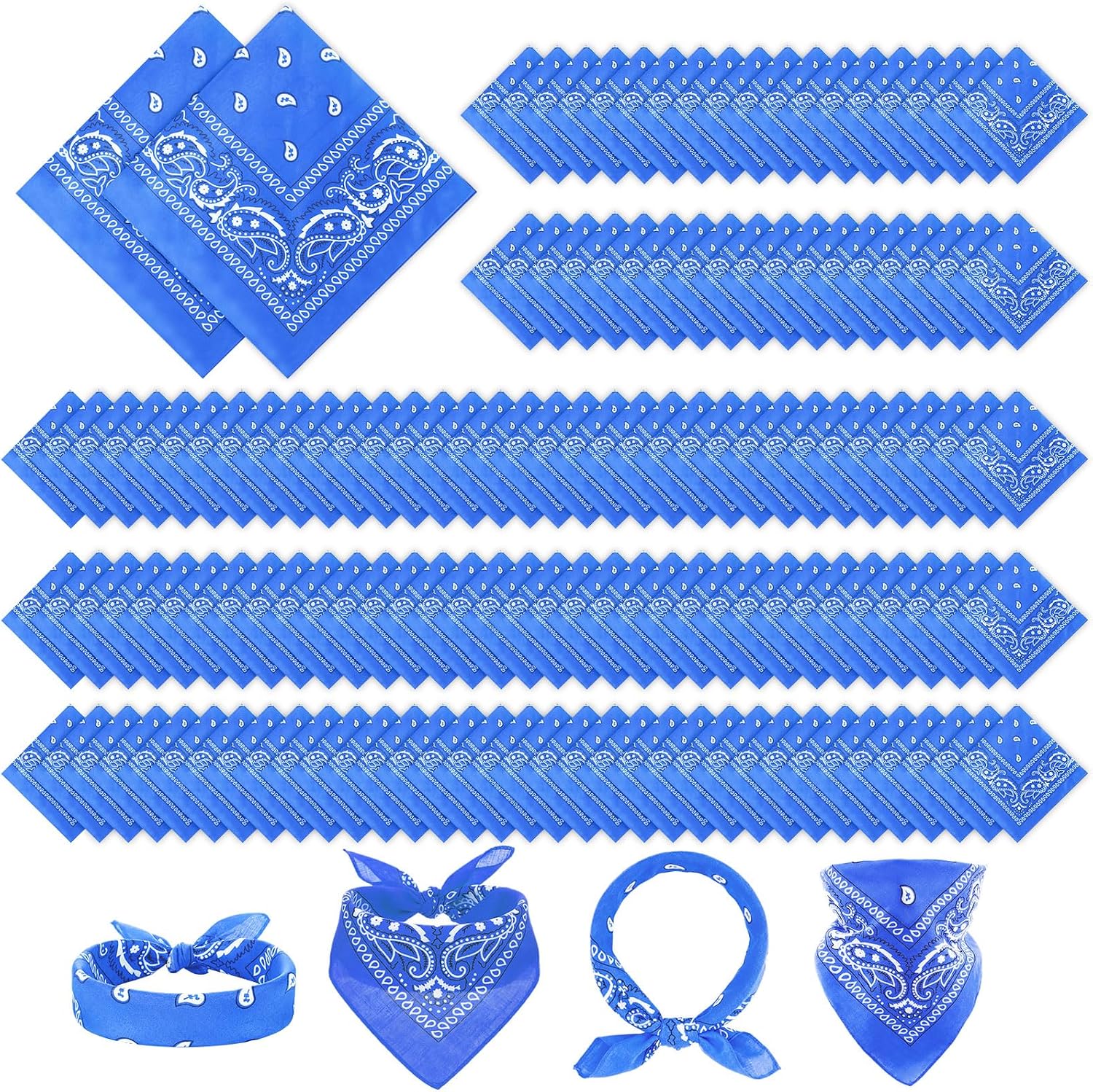 Suhine 300 Pcs Bandanas Bulk 22 x 22 Inch Unisex Paisley Bandana Multi-Purpose Outdoor Head Wrap Scarf Headband Handkerchief