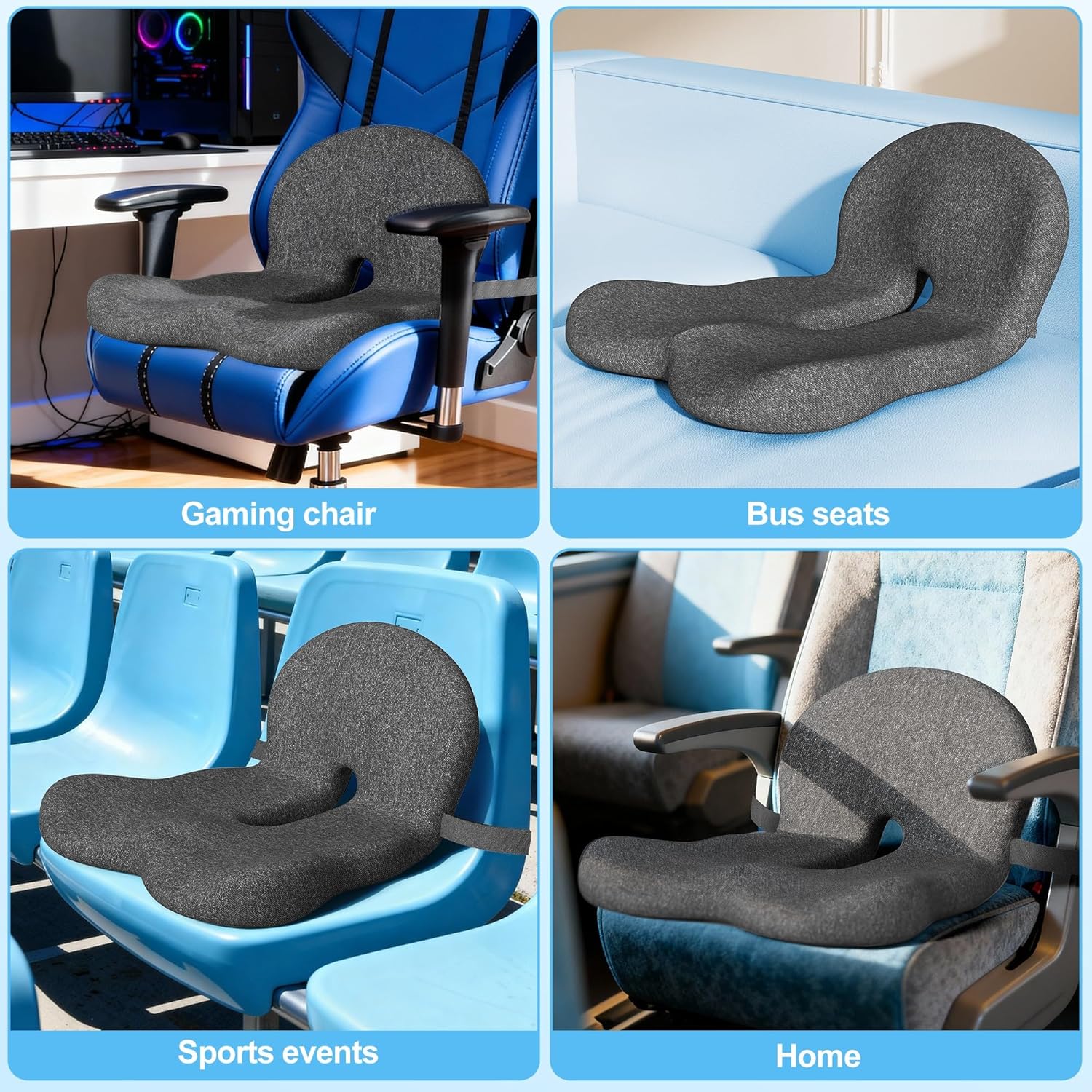 Seat Cushion for Truck Driver, Memory Foam Truck Seat Cushion with L-Shaped Ergonomic Design, Lumbar Support Pillow & Tailbone Pain Relief for Long Driving, Semi Truck Accessories - Image 9