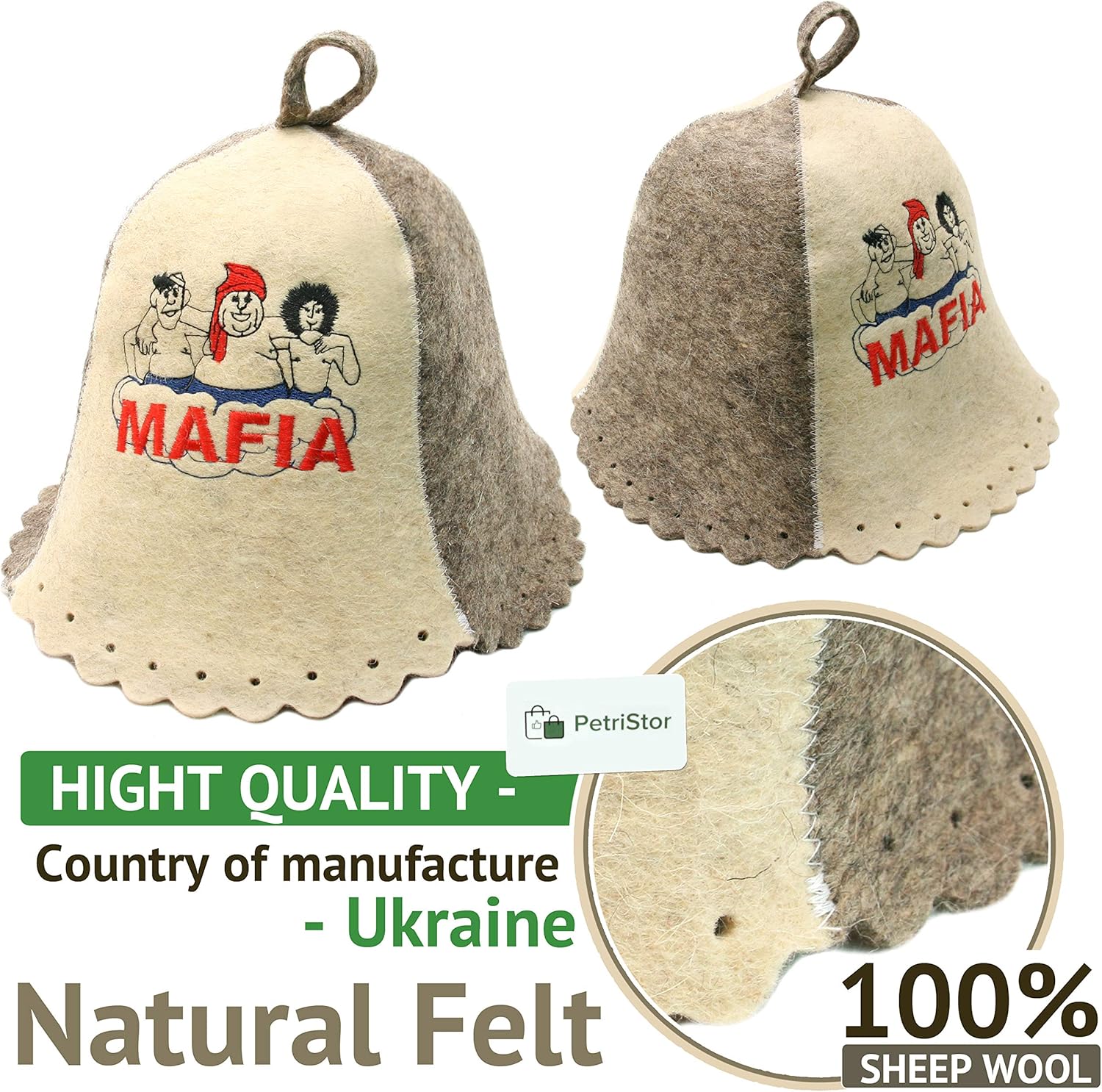 Wool Sauna Hat for Men and Women Mafia Protect Hair - Sauna Cap for Men - Banya Hat for Men - Felt Sauna Hair Protector - Home Sauna Accessories Luxury - Portable Sauna Head Cover Grey - Image 3