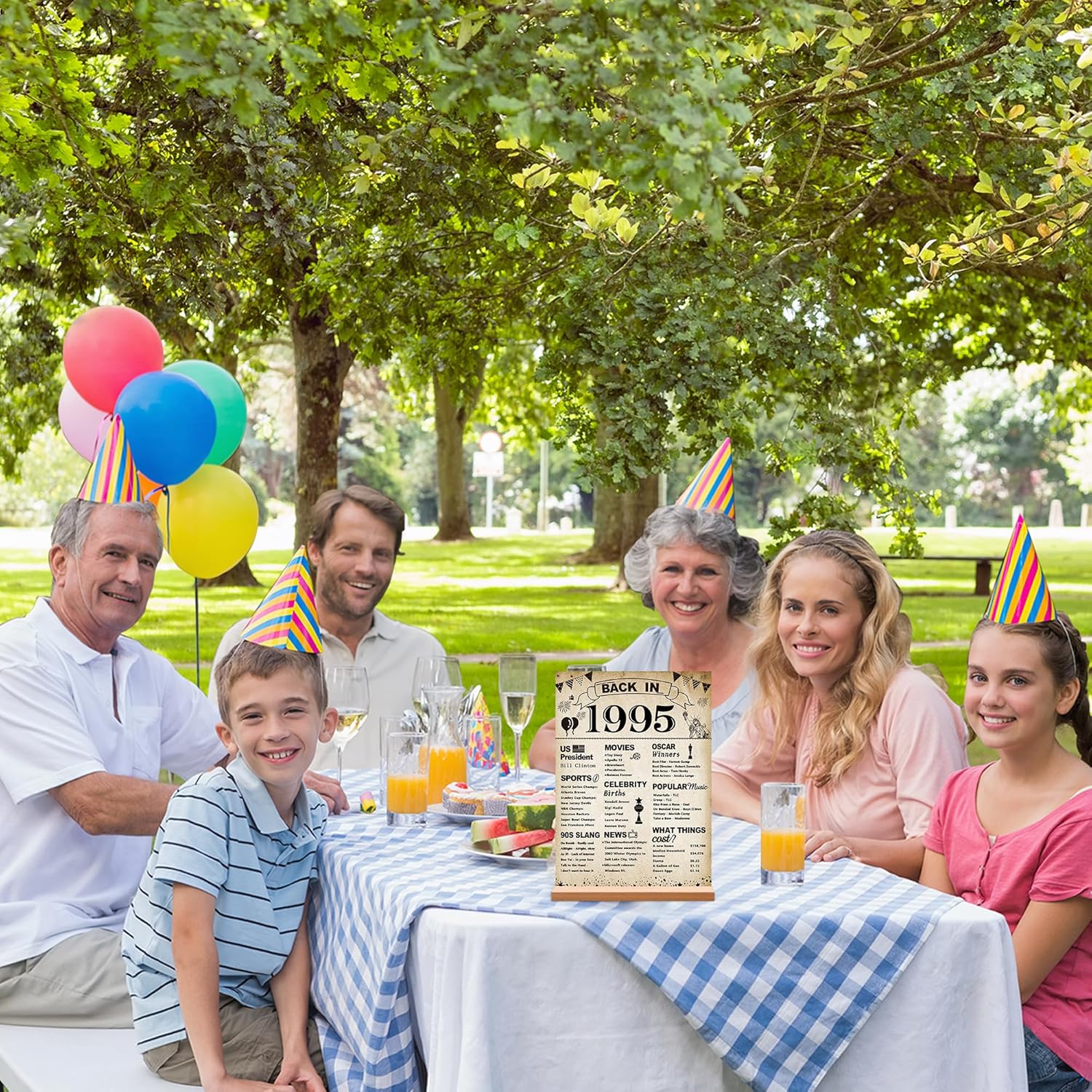 DARUNAXY 31st Birthday Party Decorations, Vintage Back in 1995 Poster Acrylic Sign with Stand 31 Year Old Party Supplies for Men& Women Vintage 1995 Table Decor 31st Anniversary Class Reunion Gifts - Image 9