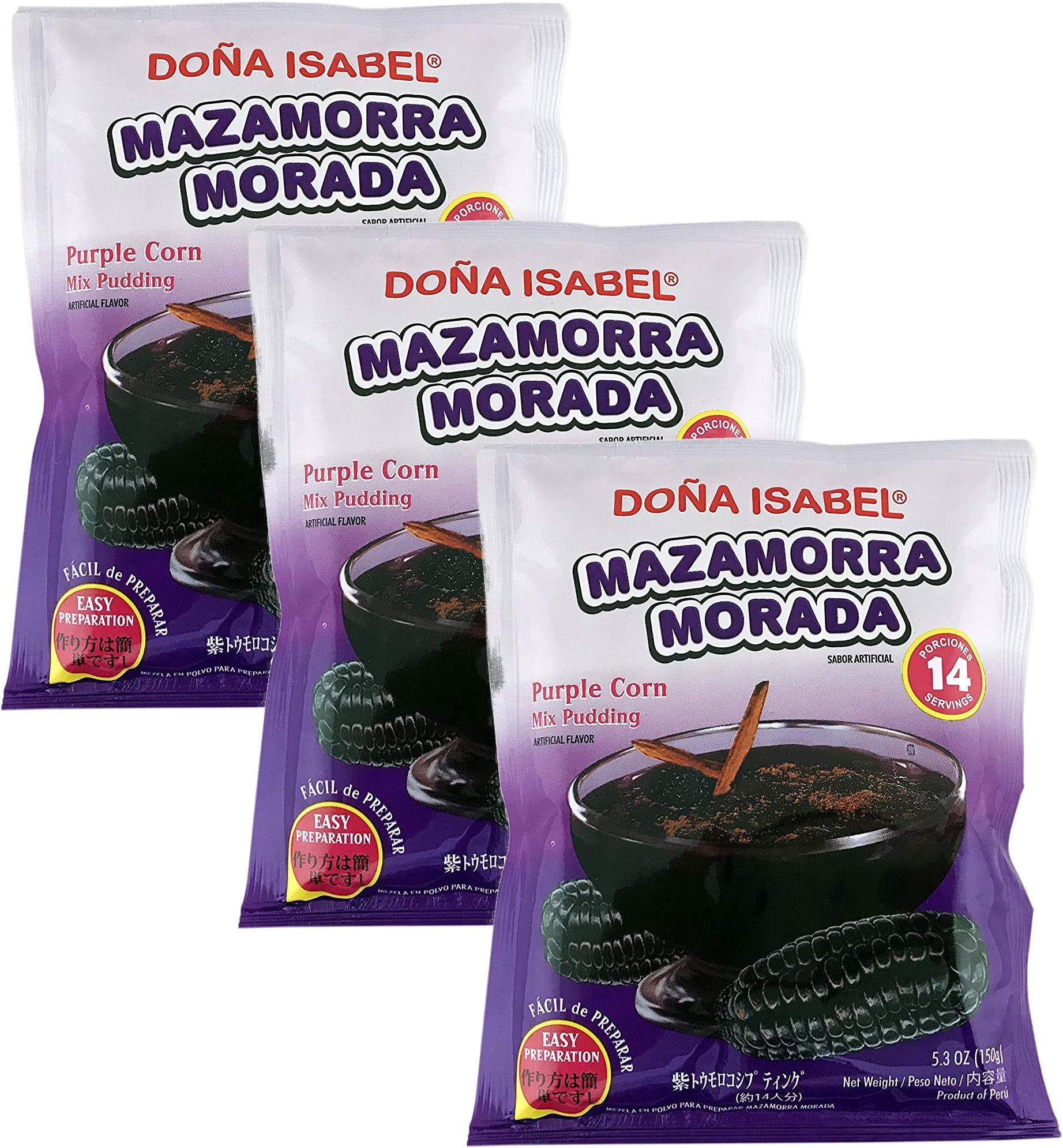 Dona Isabel Mazamorra Morada - 5.3 oz (3-Pack) - Purple Corn Pudding Mix from Peru