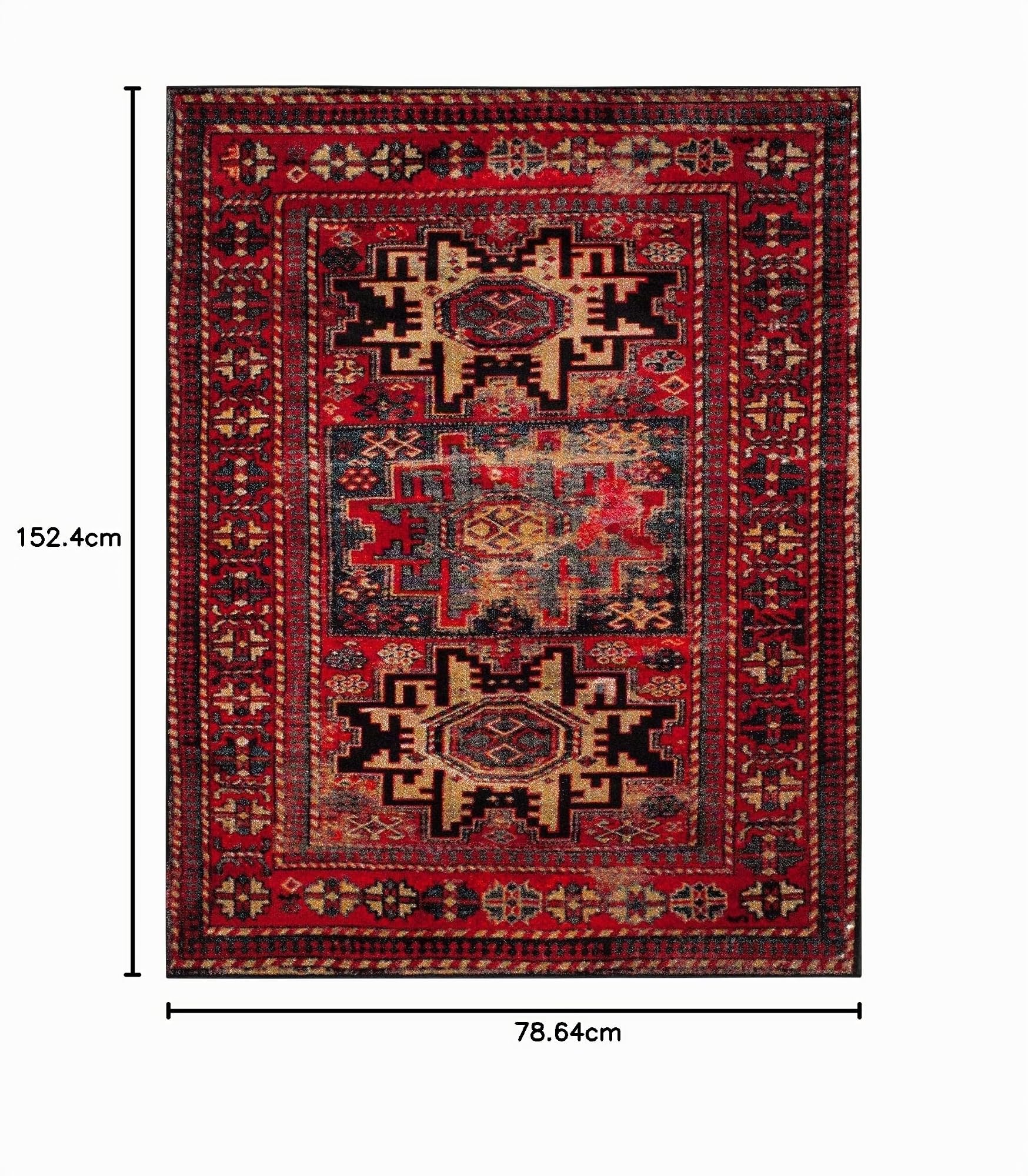 SAFAVIEH Traditionell Teppich für Wohnzimmer, Esszimmer, Schlafzimmer - Persian Collection, Kurzer Flor, Rot und Multi, 79 X 152 cm