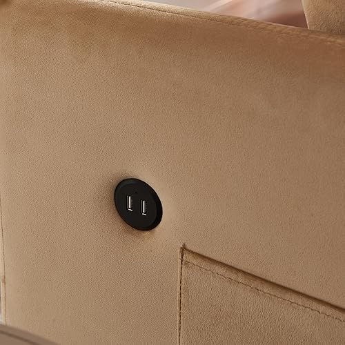 Miniatura 5 de EMKK Sofá cama convertible 3 en 1, cama extraíble, sofá biplaza de terciopelo individual para sala de estar, dormitorio, balcón, caravana, A-caqui