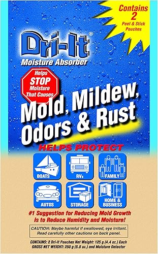 Dri-It MA-2-125-A - Absorbedor de humedad con respaldo desechable para despegar y pegar en un paquete doble, azul