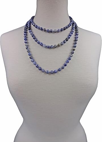 Vista 4 de MGR MY GEMS ROCK! Collar con cuentas y nudos a mano de piedra genuina pulida multicapa larga infinita chakra infinito estilo mala, para hombres