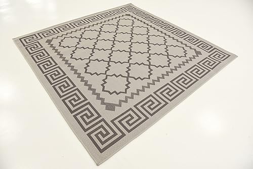 Vista 53 de Unique Loom Alfombra Colección enrejado Marroquí Celosía Transicional Interior y Exterior, Polipropileno Gris/Plateado