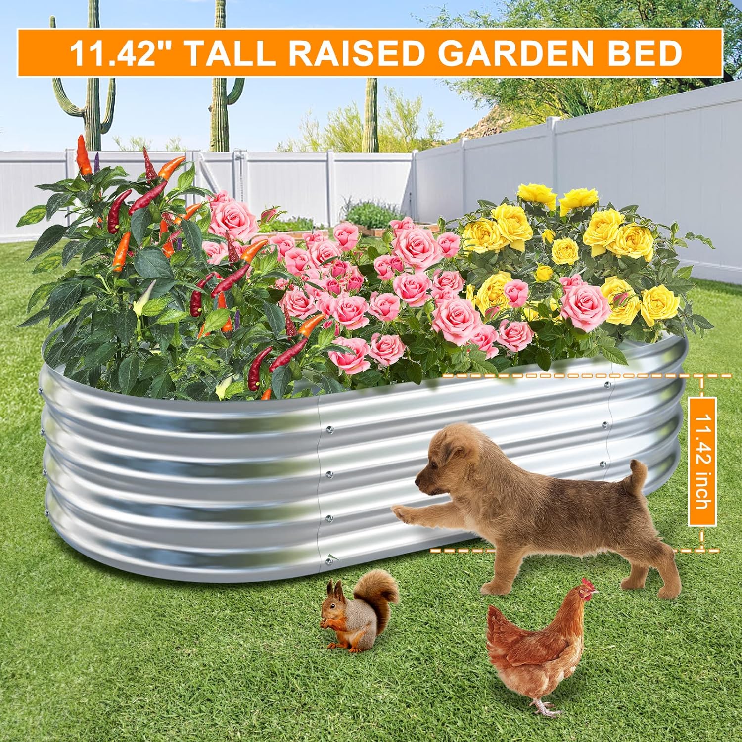 Tiskgg 4 in 1 Adjustable Galvanized Raised Garden Bed Kit, 6×3×1FT Anti-Rust Raised Garden Beds Outdoor with 12 Tags & Gloves, Galvanized Metal Raised Planter Box Outdoor for Vegetables Flowers Herbs