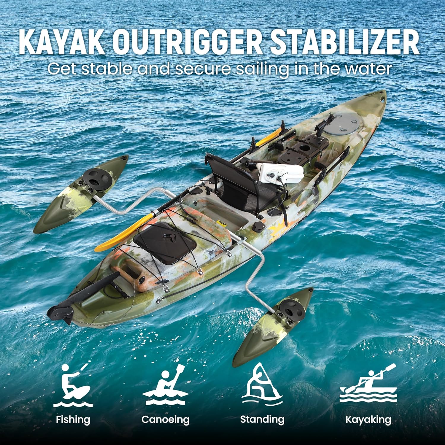 Kayak Stabilizers, Canoe Stabilizer, Kayak Outriggers/Stabilizers System Kit with Sidekick Arms Rod and Installation Accessories