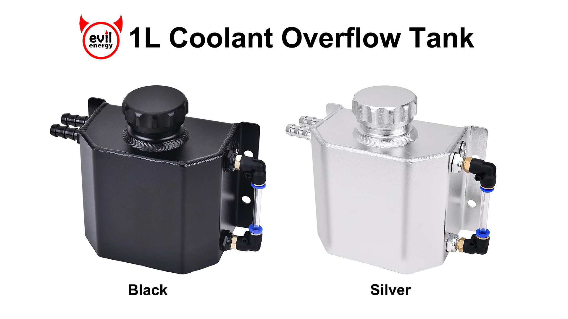 Universal 1L Aluminum Coolant Overflow Tank – Black Radiator Reservoir Bottle