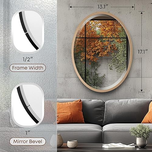 Vista 3 de OVALCREST - Oval Wooden Beveled Wall Mirror for Home Decor, Bathroom, Vanity, Bedroom, Living Room, Hallway - London Style (Gold Spray) 17.1 x 13.1