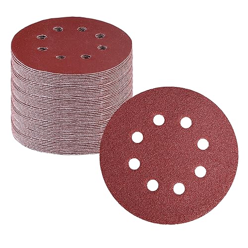 Miniatura 13 de WORKPRO 50 discos de lija de grano 60 – Papel de lija de 5 pulgadas con 8 agujeros de gancho y bucle para lijadora orbital aleatoria
