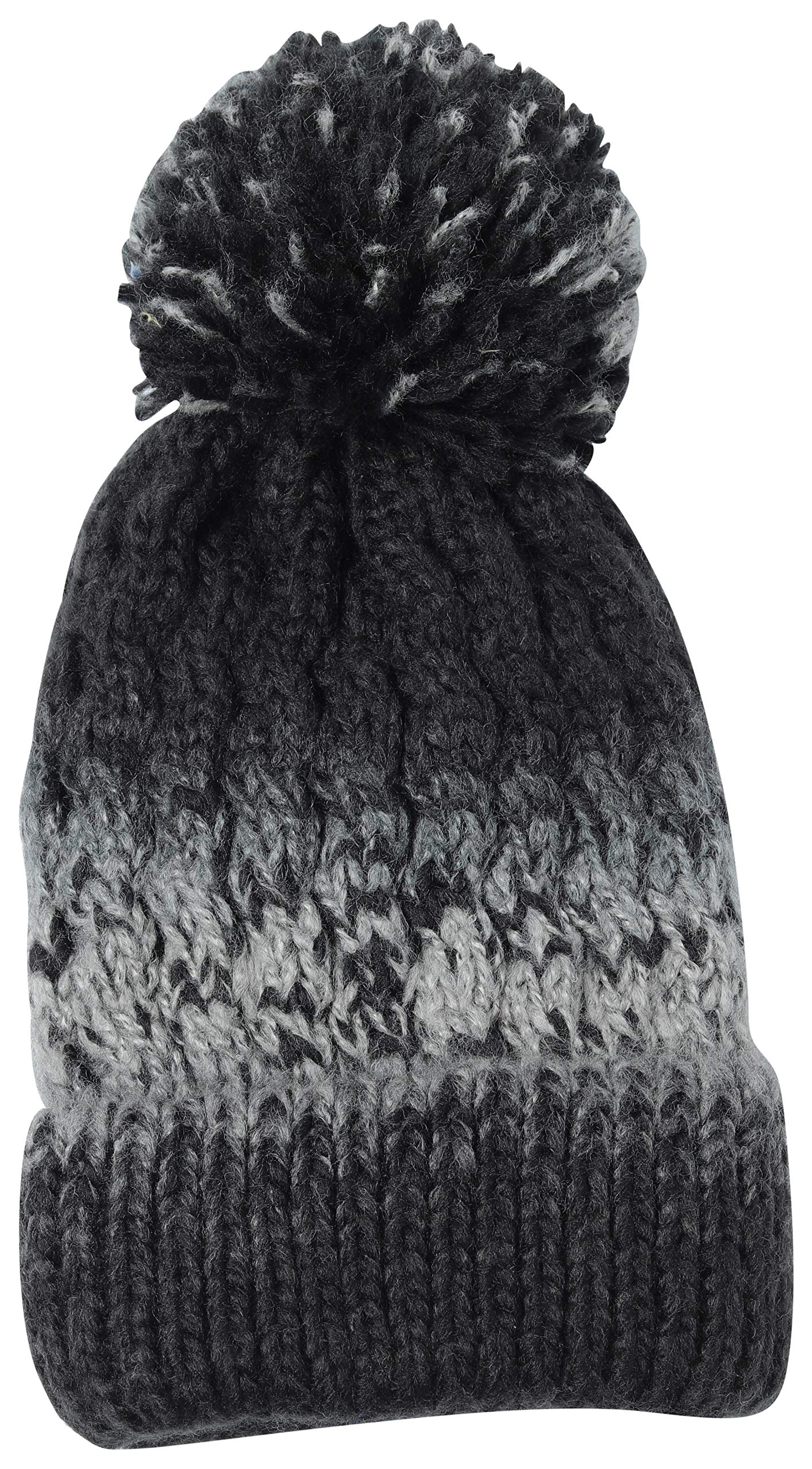 Atano Mens Chunky Knit 2Tone Bobble Hat Grey