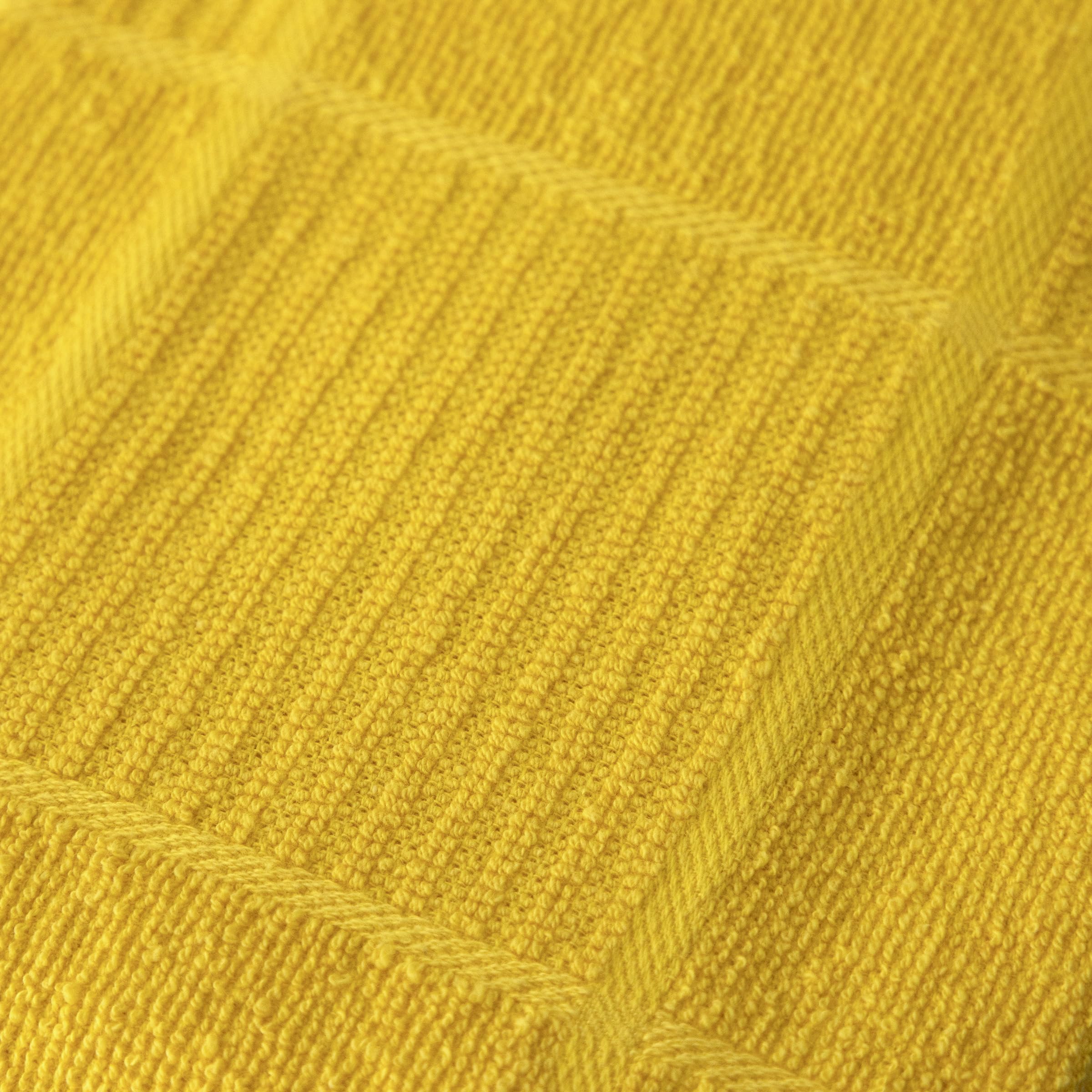 T-Fal Textiles 2-Pack Solid & Check Parquet Design 100-Percent Cotton Kitchen Dish Towel, Lemon, Solid/Check-2 Pack - Image 3