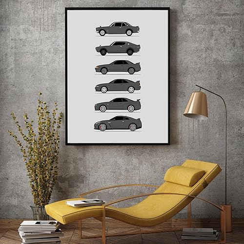 Miniatura 42 de Handmade Poster compatible with Nissan Skyline GT-R Print of Nissan Skyline GTR (KPGC10, KPGC110, R32, R33, R34, R35) - Red, 11x14" Metallic Print