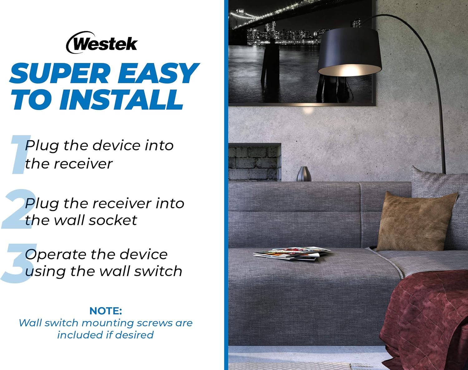 🔥 Crazy Deals Westek Indoor Wireless Light Switch and Receiver Kit – No Wiring Required, Up To 100ft Distance – The Easy Way to Add a Switched Outlet, Ideal for Lamps, Seasonal Lighting, Small Appliances Super Deal Product Westek Indoor Wireless Light Switch and Receiver Kit – No Wiring Required, Up To 100ft Distance – The Easy Way to Add a Switched Outlet, Ideal for Lamps, Seasonal Lighting, Small Appliances