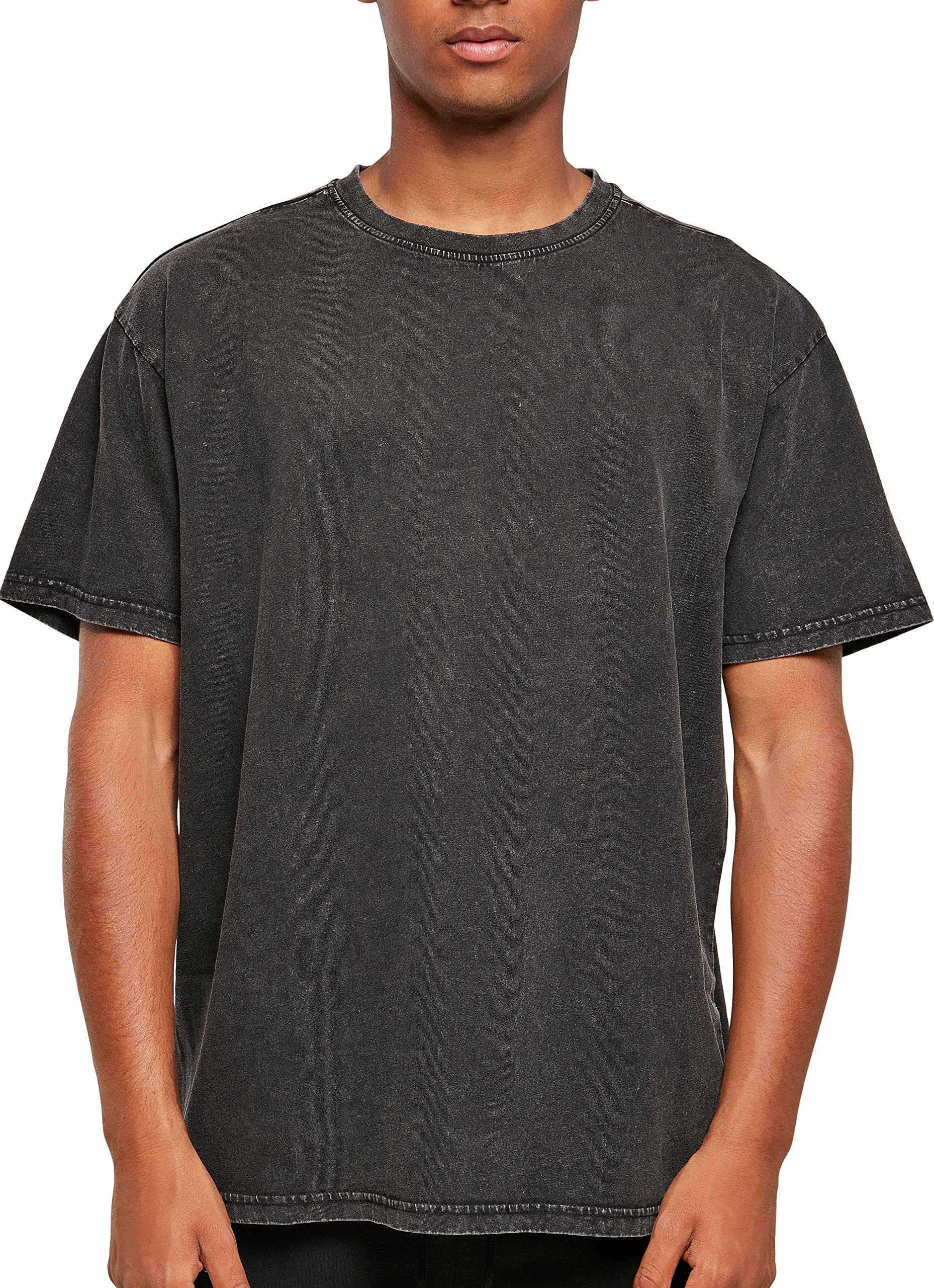 Build Your Brand Men's Noir Faded T-Shirt Acid