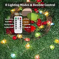 Vista 61 de Paquete de 2 guirnaldas de luces LED, funcionan con pilas, 5 m, 50 luces intermitentes, temporizador, impermeables, para habitaciones, bodas