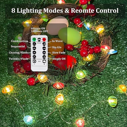 Miniatura 61 de Paquete de 2 guirnaldas de luces LED, funcionan con pilas, 5 m, 50 luces intermitentes, temporizador, impermeables, para habitaciones, bodas