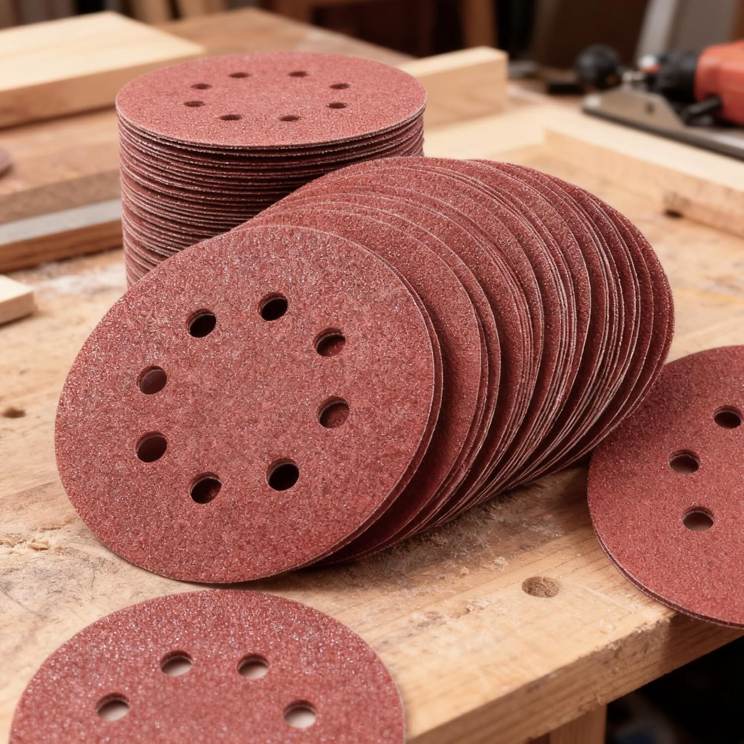 40 Sheets Sanding Discs Kit, 60/80/100/120/150/180/240/320 Grit, 5 inch Sandpaper Sander Round Sand Paper for Orbital Sanders,Premium PE Backing, Wood, Metal, Auto Sandpaper Assortment