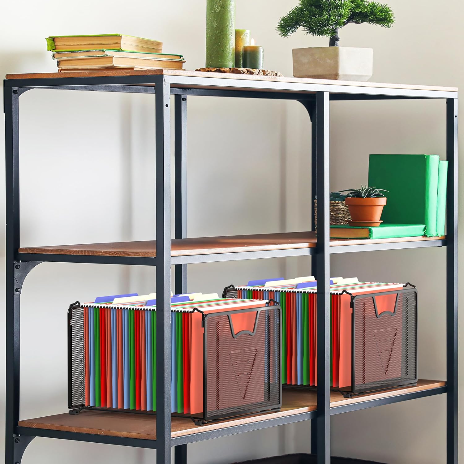 Simple Houseware Mesh Hanging File Folder Organizer 15.25" D x 12.75" W , 2 Packs, Black