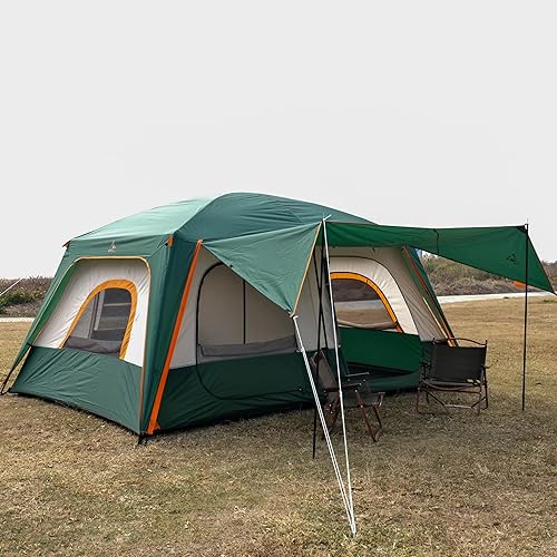 Miniatura 9 de KTT Large Tent 6-8-10 Person,Family Cabin Tents,2 Rooms,2 Doors and 4 Windows with Mesh,Straight Wall,Waterproof,Double Layer,Big Tents for