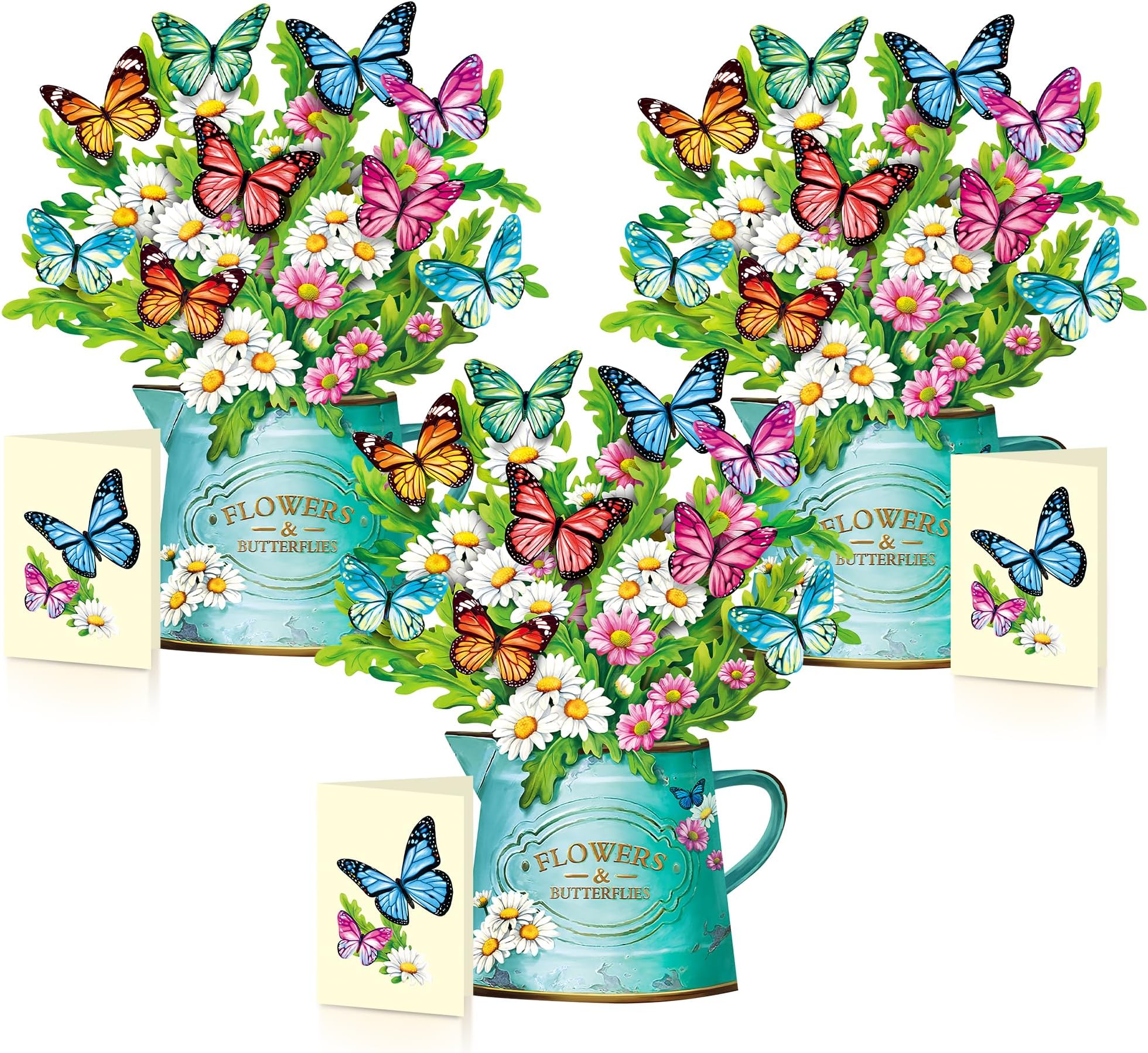 POPWOW Happy Birthday Pop Up Card, Colorful Flowers And Butterflies, Beautiful