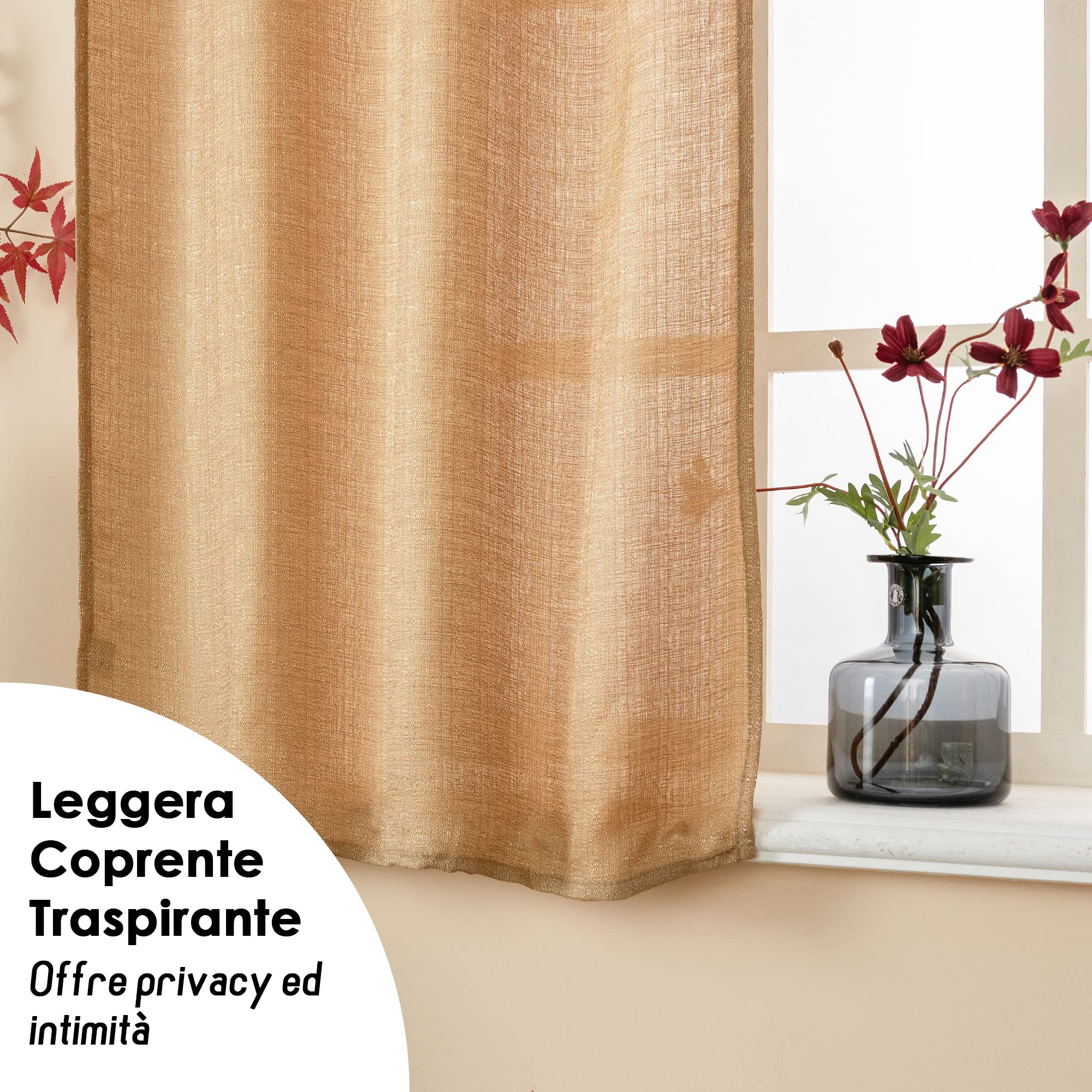 GIRASOLE HOME Paire Rideaux Semi-Occultants Anti-Flammes 70x145 Cm - Tissu Ignifuge Pour Cuisine, Restaurant Et Hôtel
