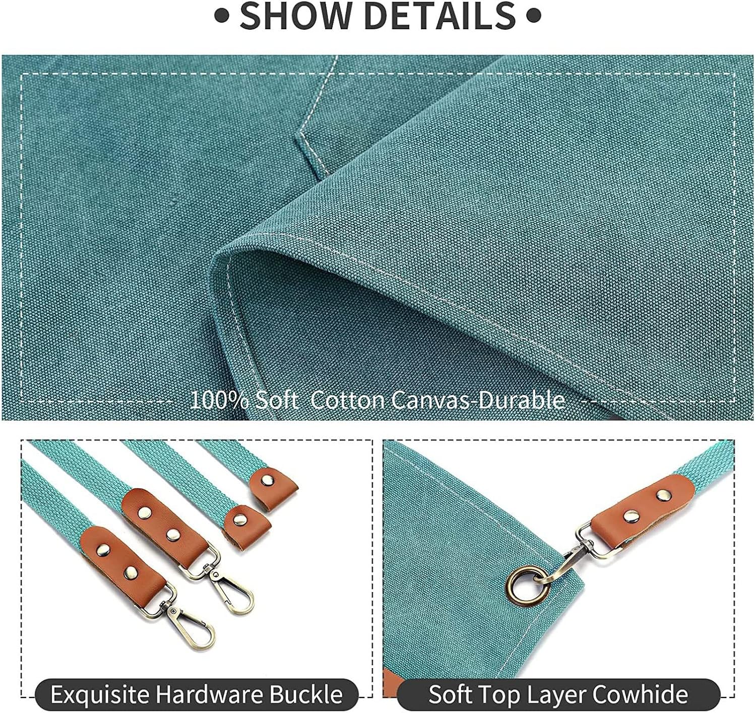 Work Apron With Pockets, Heavy Duty Waxed Canvas Work Apron,Multifunction Tool Aprons with Tool Pockets