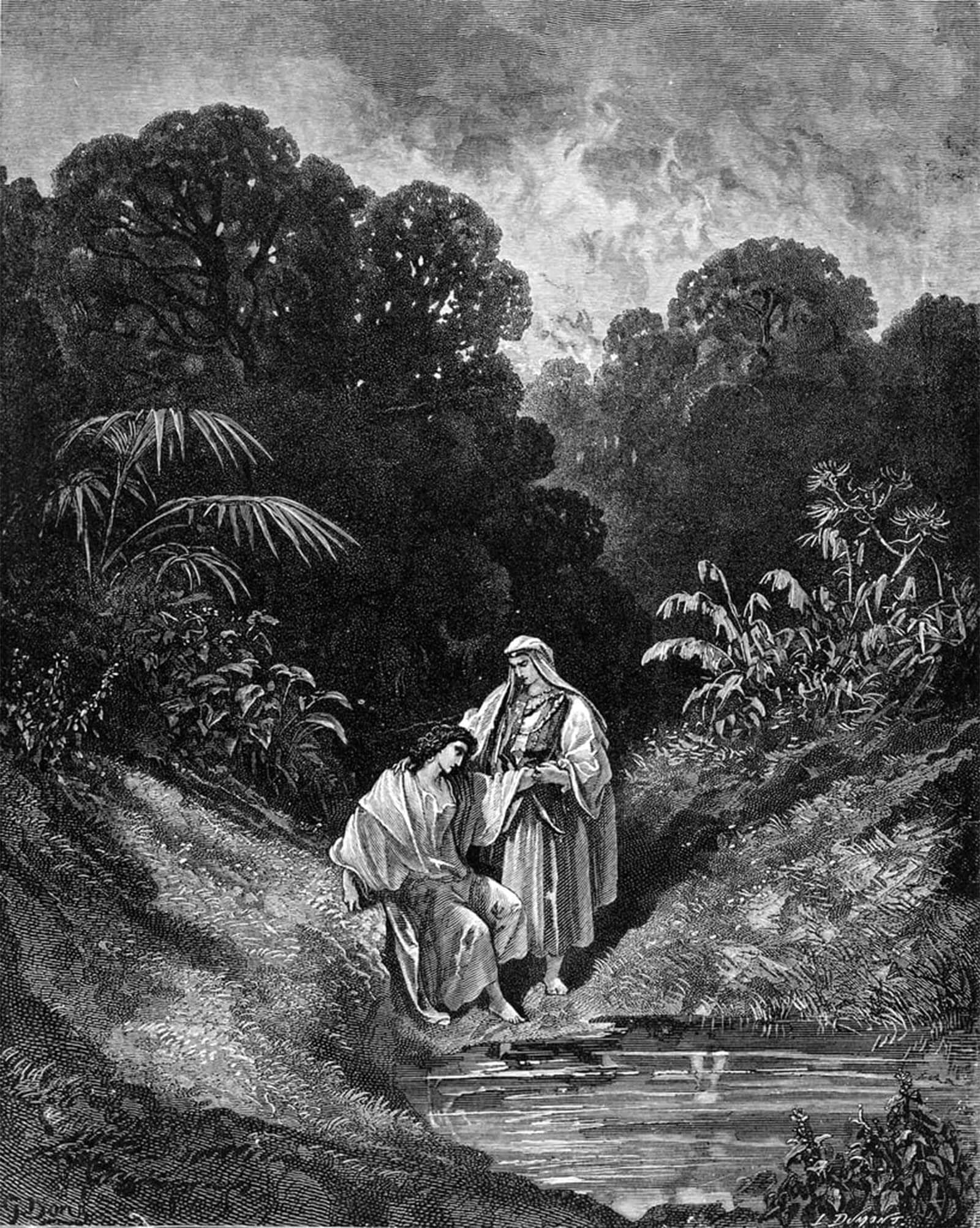 POSTERIIk Famous Animal Posters Vintage Picture David and Jonathan Engraving by Gustave Dore Modern Wall Decor for Home Decor 60x90cm