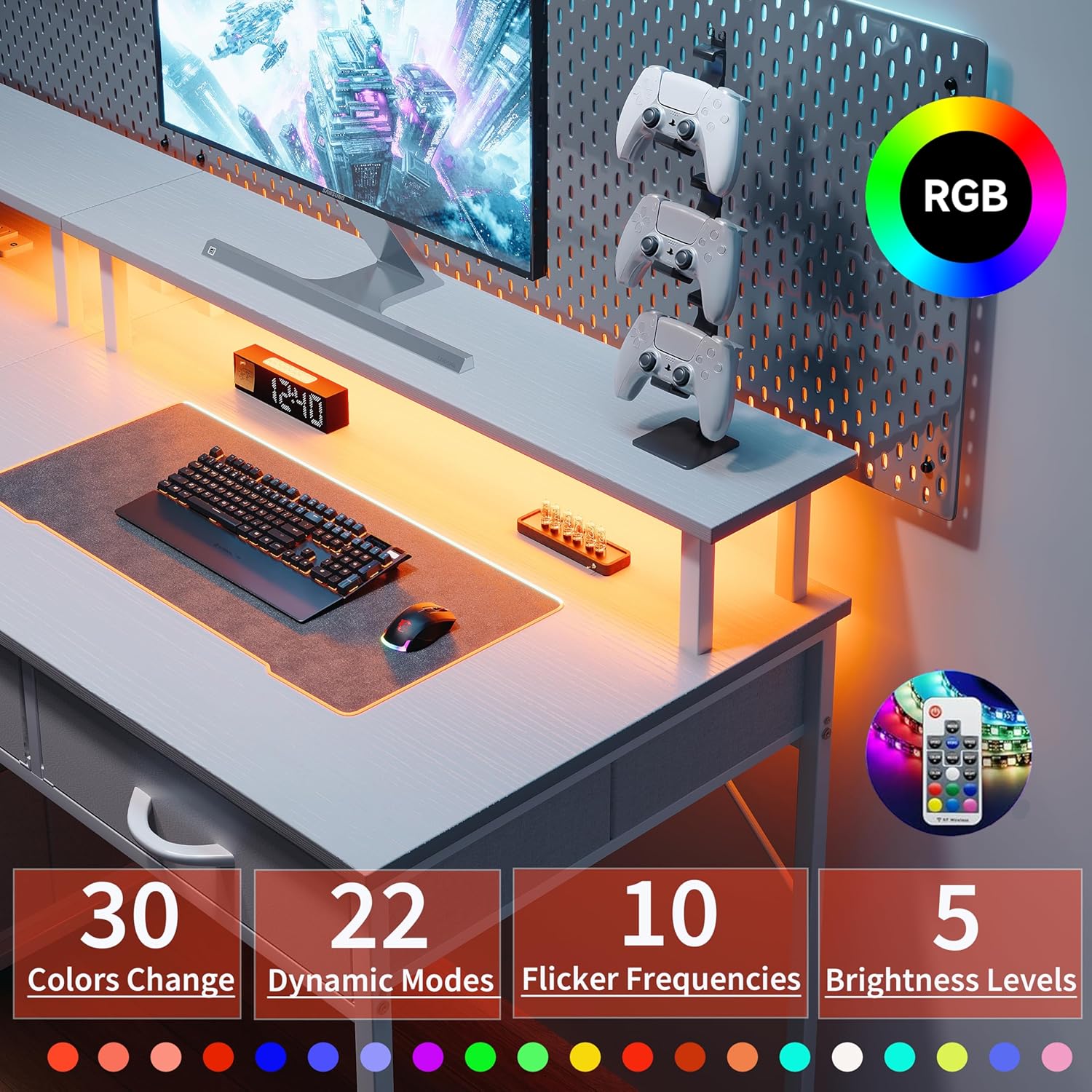 LED light strip with remote control and color options