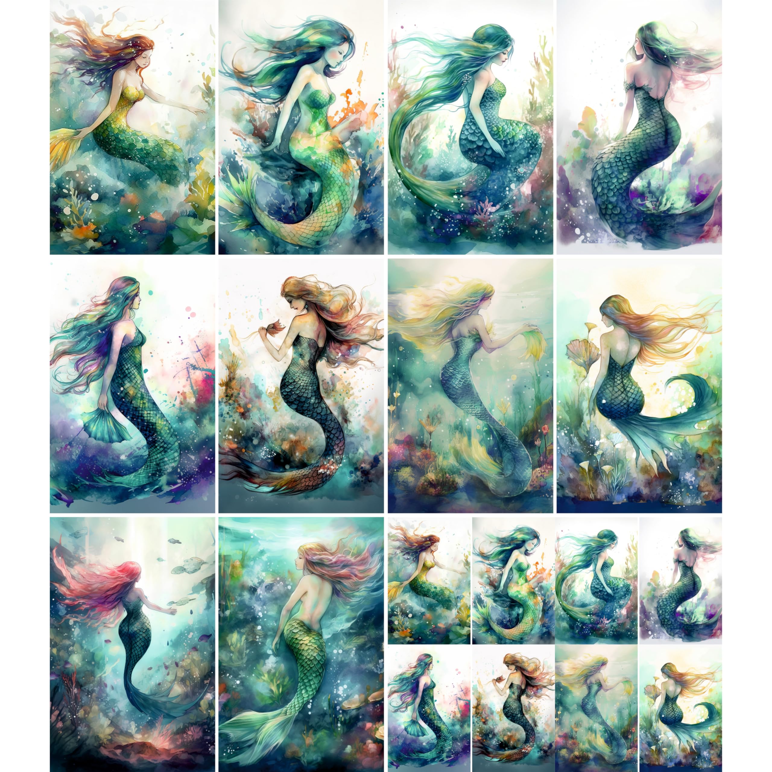 Decoupage Rice Papers - 6 Pieces | 6 Unique Designs | Versatile Decoupage Designs for Art Projects & Crafting by CRAFT KREATIVELY (Mermaids)