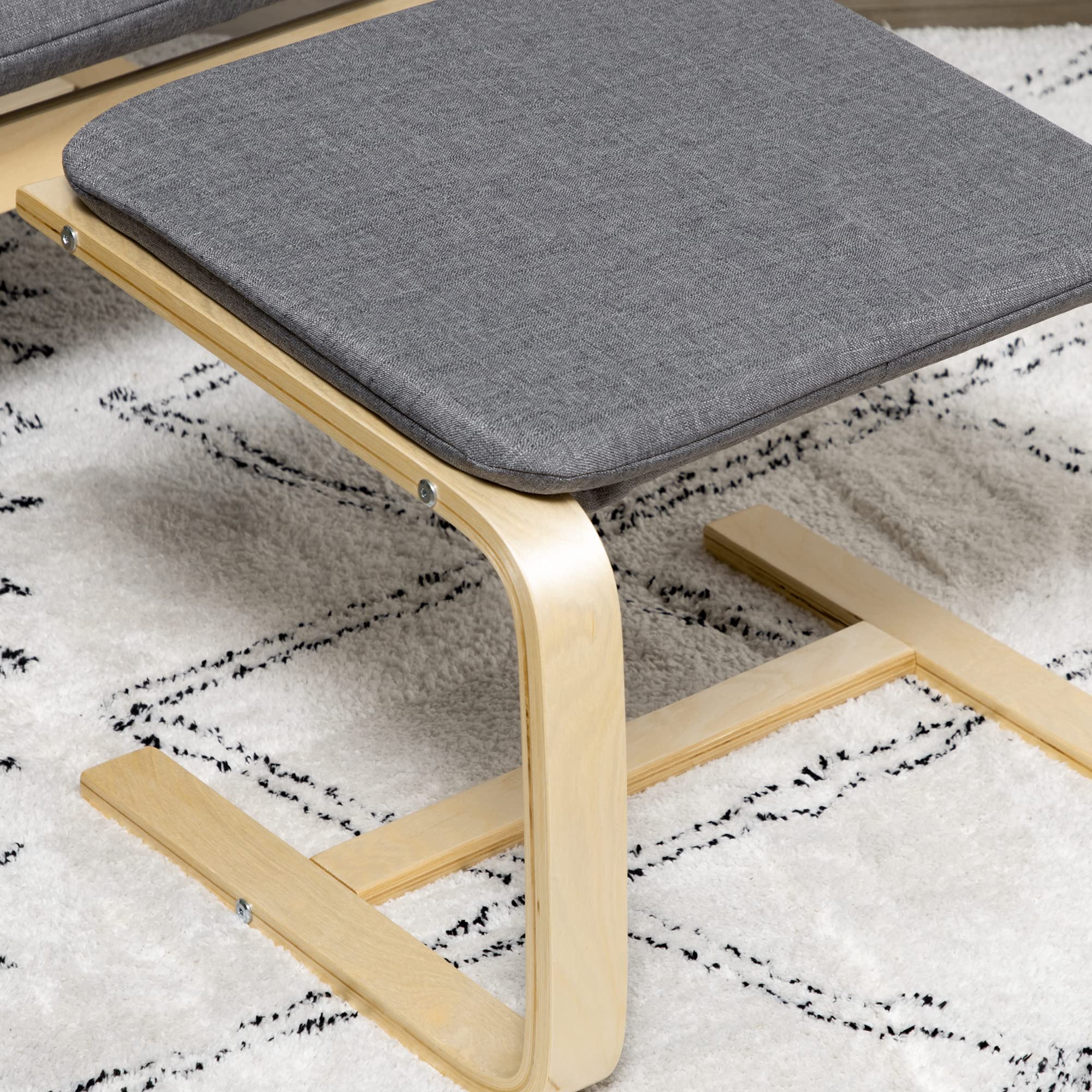 HOMCOM Relaxsessel mit Hocker Sessel Loungesessel mit Leinenoptik, Modern Fernsehsessel, Polstersessel Armlehnensessel für Wohnzimmer, Schlafzimmer, Grau