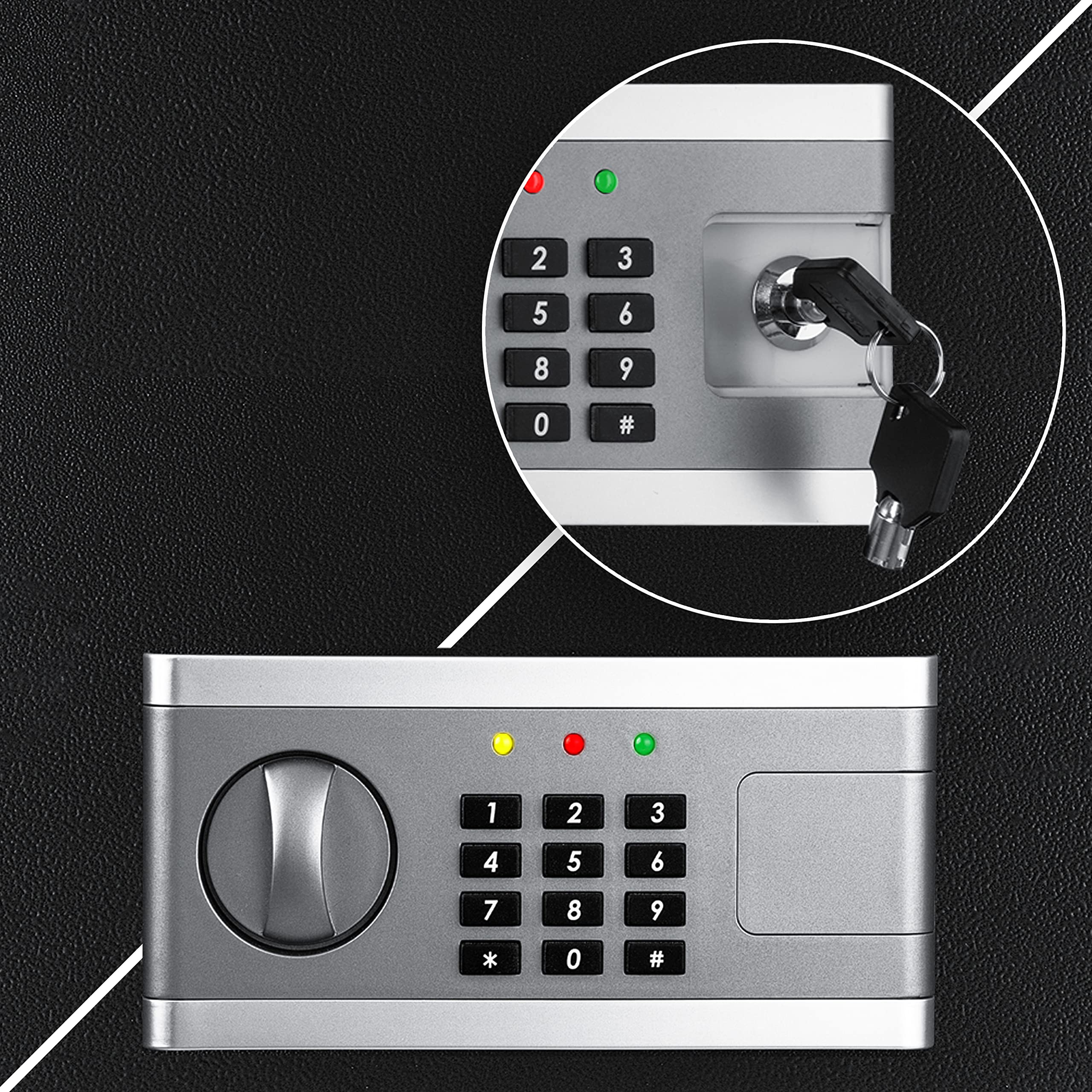 KESSER® Cassaforte Elettronica | Incl. Box Batteria | 3x Doppio Cilindro Di Bloccaggio | A Muro, Pavimento o Mobile | Illuminazione Interna (L)